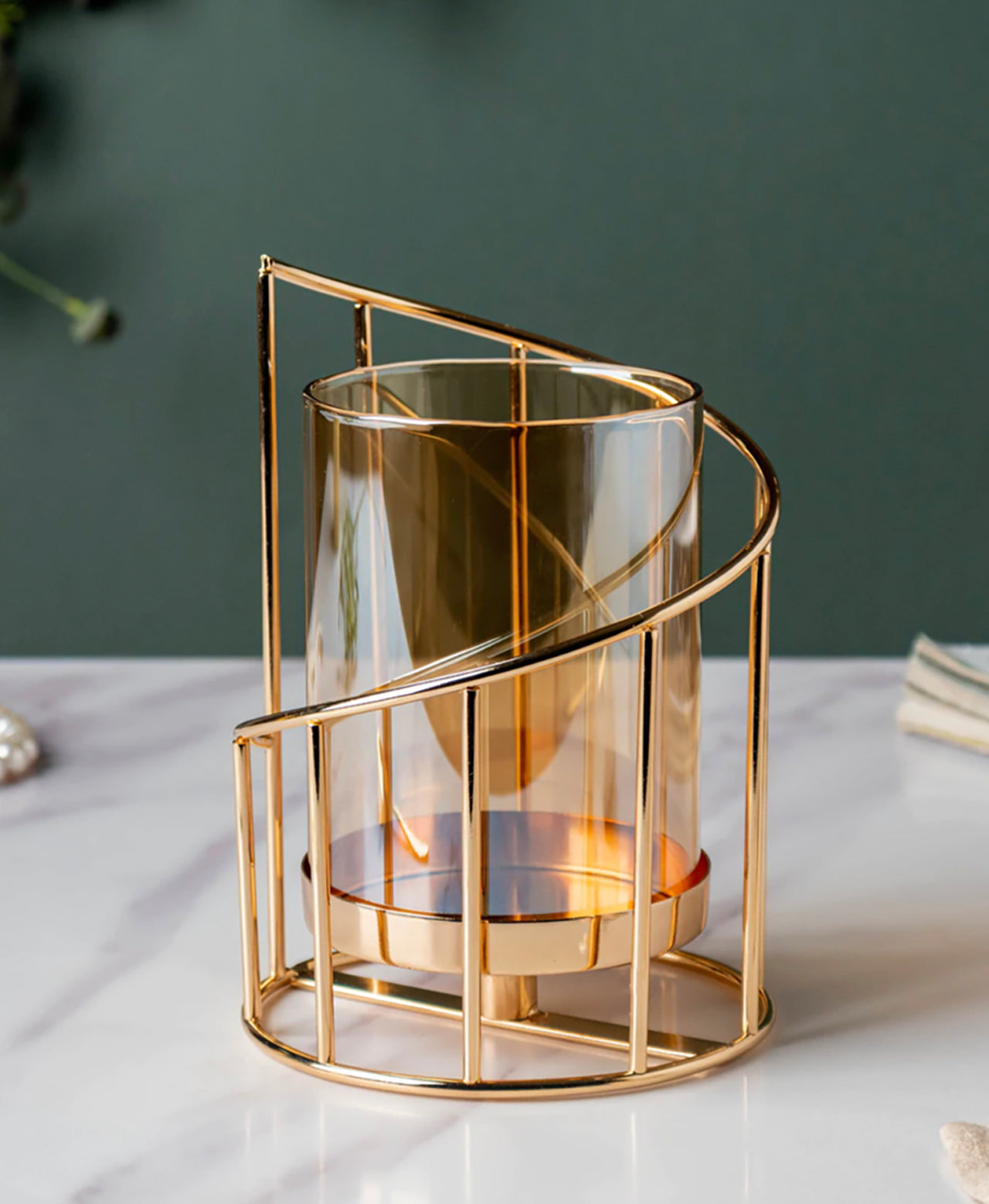 Golden Round Candle Stand