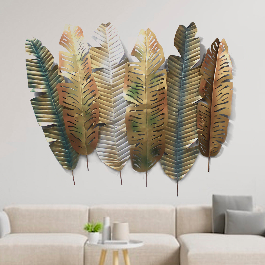 6 Banana Leaf Metal Wall Art