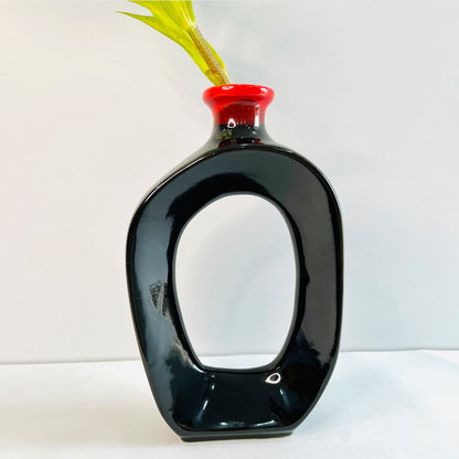 Black Big Hole Flower Vase