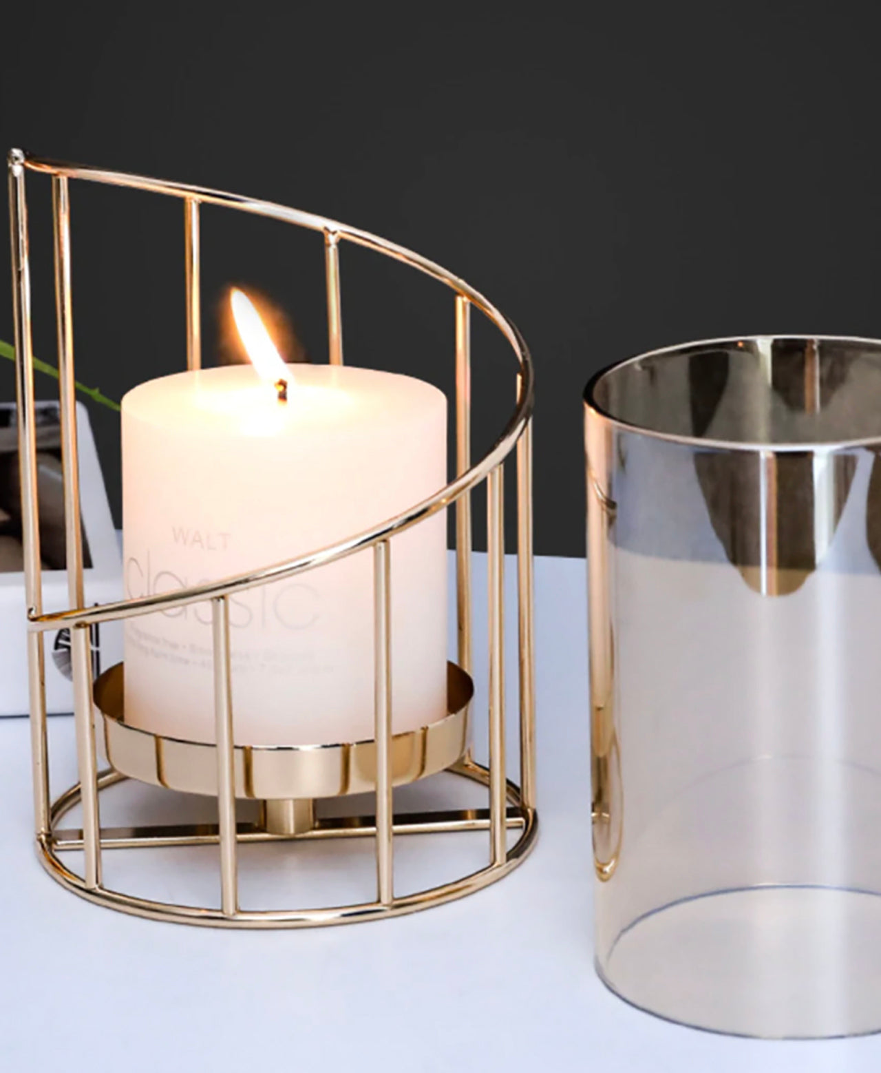 Golden Round Candle Stand