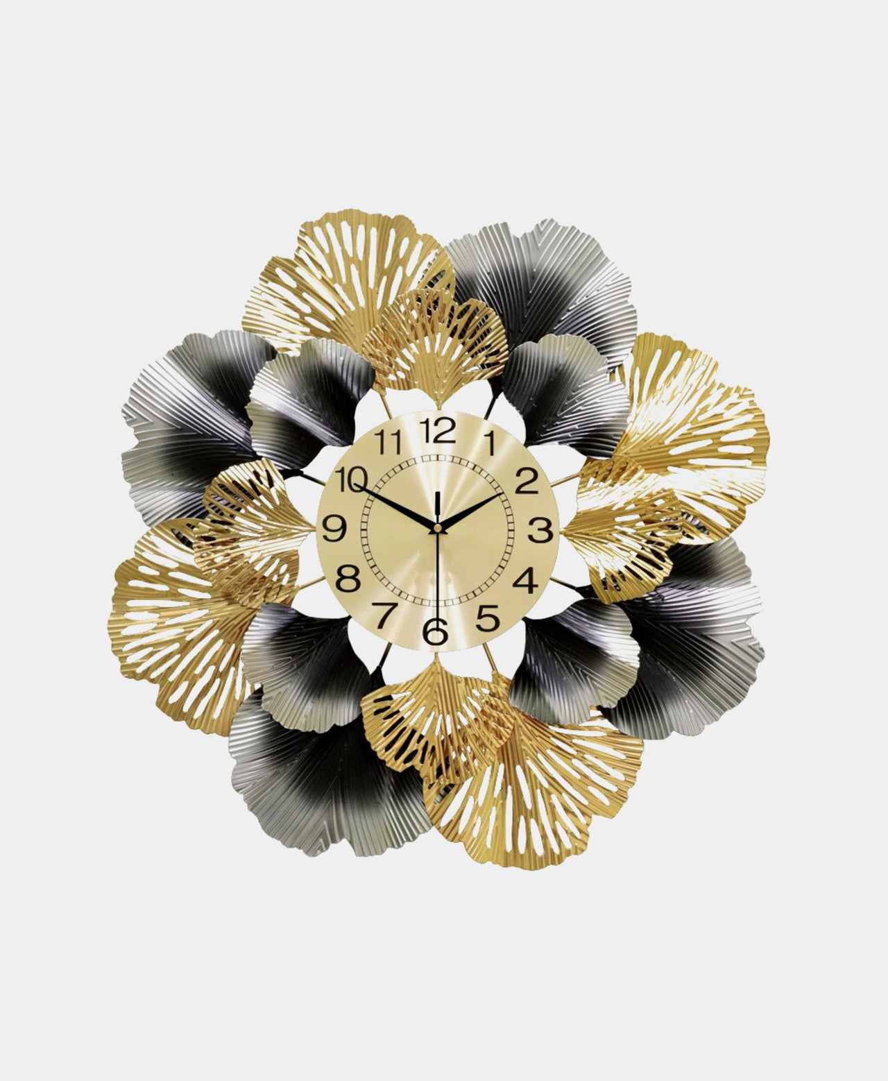 Black Gold Flower Wall Clock