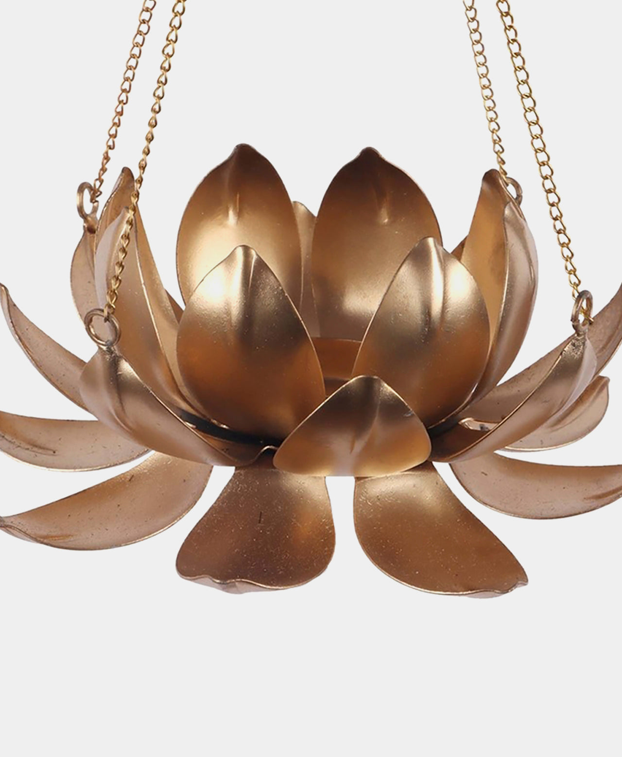 Lotus Gold Metal Hanging Tea Light Holder