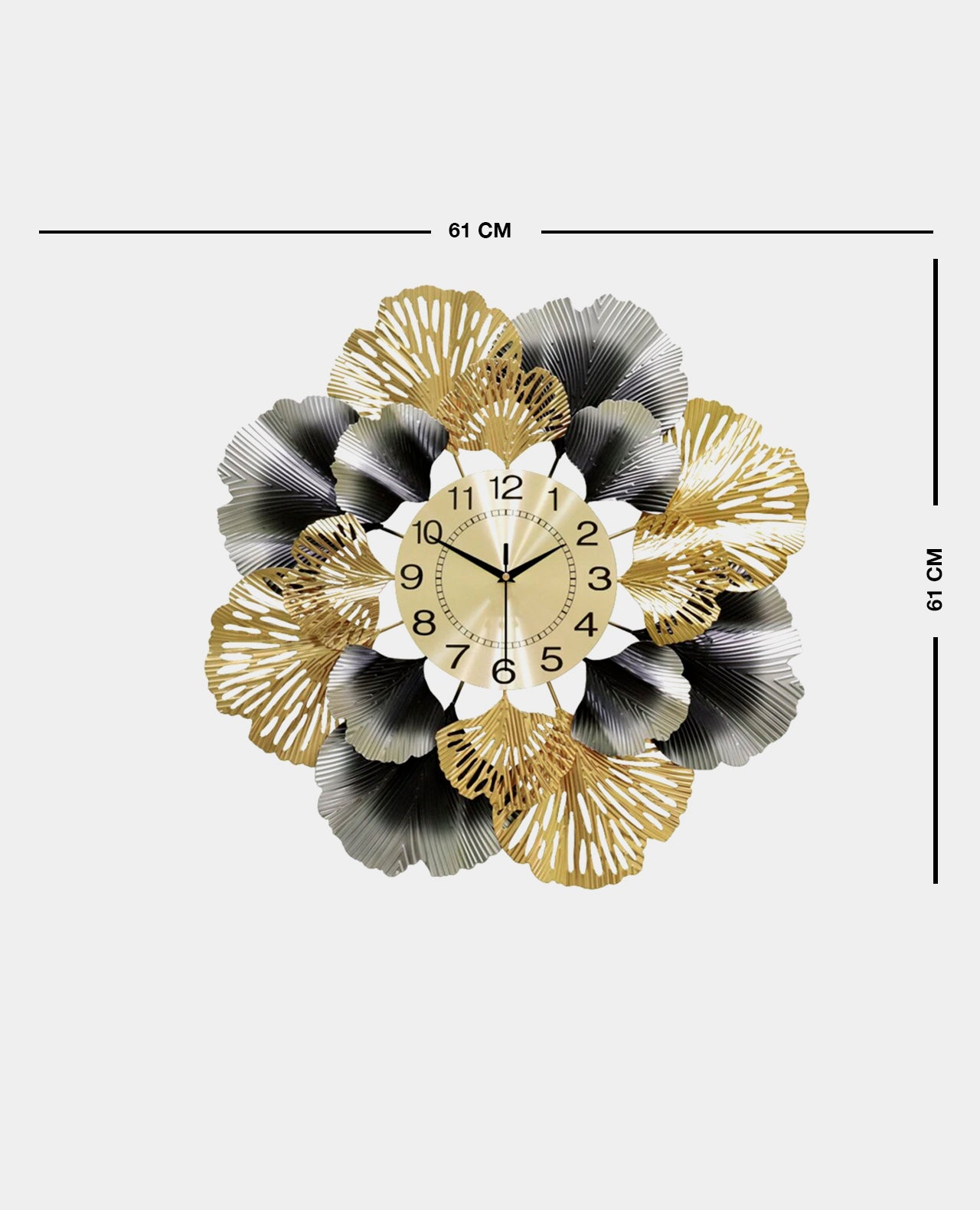 Black Gold Flower Wall Clock