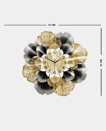 Black Gold Flower Wall Clock