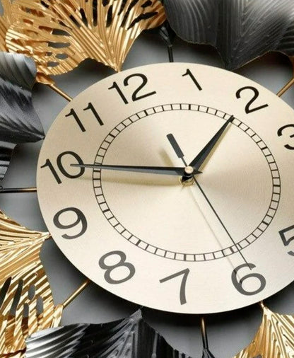 Black Gold Flower Wall Clock