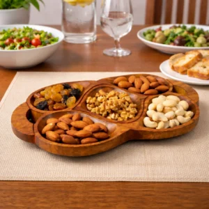 Artisanal Organic Curve Wood Dry Fruit Server