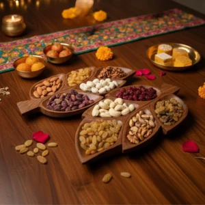 Nestloom Double Leaf Wood Nut & Snack Server Set