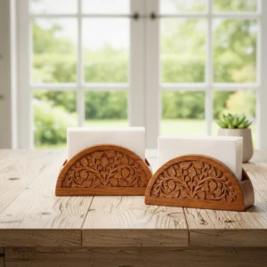 Heritage Leaf Hand-Carved Napkin Stand