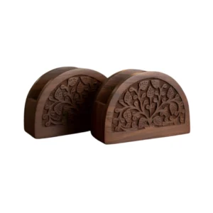 Classic Floral Wooden Table Napkin Holders – Set of Two