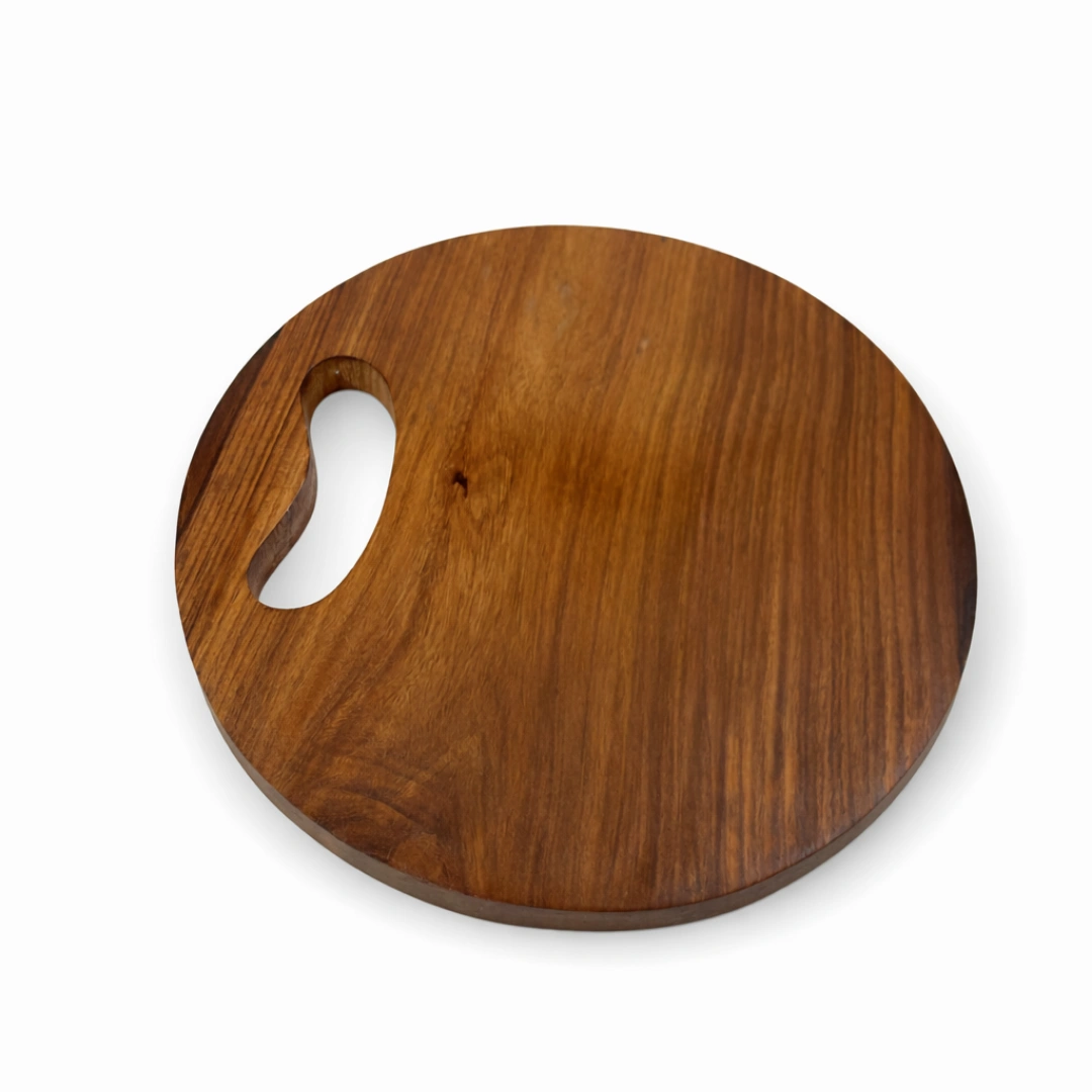 Handcrafted Round Wooden Chopping Board with Handle – Kitchen Board