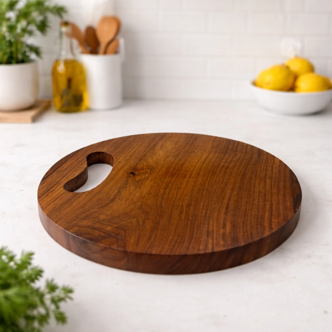 Handcrafted Round Wooden Chopping Board – Kitchen Board - Image 4