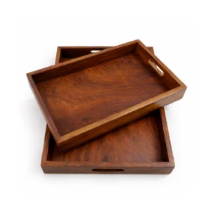 Premium Handcrafted Wooden Serving Tray Set (2 Pieces)