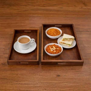 Premium Handcrafted Wooden Serving Tray Set (2 Pieces)
