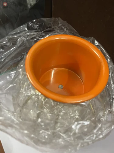 Round Metal Planter Pot with Golden Stand (Orange) photo review