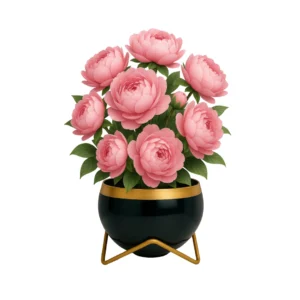Round Metal Flower Vase Planter Pot (Black)