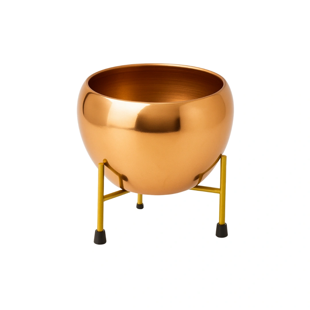 Golden Metal Planter Pot Round - (Golden 2)