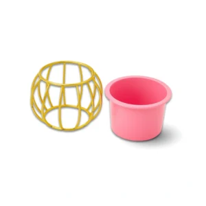 Round Metal Planter Pot with Golden Stand (Pink)