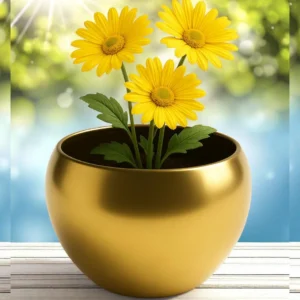 Golden Metal Planter Pot Round – (Golden 1)