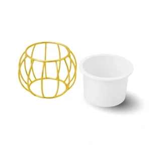 Round Metal Planter Pot with Golden Stand (White)