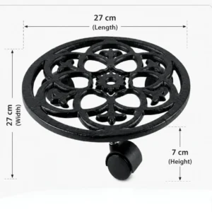 Heavy Duty Round Metal Plant Pot Trolley with 360° Caster Wheels