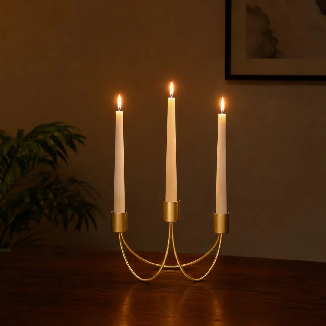 Decovia Creation 3-Arm Arch Metal Taper Candlestick Holder - Image 3