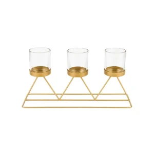 Golden 3-Cup Geometric Candle Holder