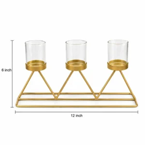 Golden 3-Cup Geometric Candle Holder