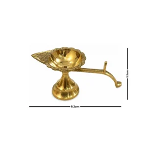 Traditional Brass Leaf Design Diya with Stand