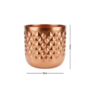 Handcrafted Diamond Textured Copper/Rose Gold Metal Planter