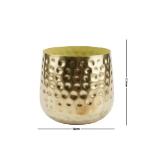Handcrafted Hammered Golden Metal Planter Pot