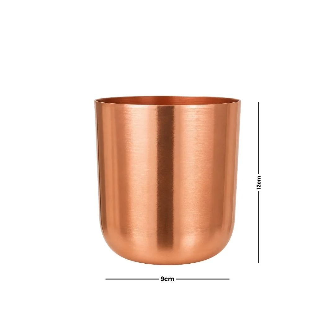 Handcrafted Smooth Polished Copper Metal Planter Pot - Image 2